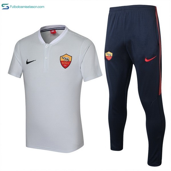 Polo As Roma Conjunto Completo 2017/18 Blanco